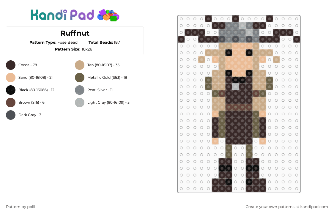 Ruffnut - Fuse Bead Pattern by polli on Kandi Pad - beige, brown, how to train your dragon, httyd, ruffnut