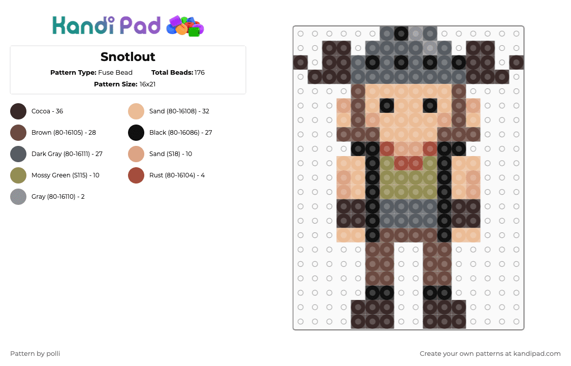 Snotlout - Fuse Bead Pattern by polli on Kandi Pad - beige, brown, gray, how to train your dragon, httyd, snotlout