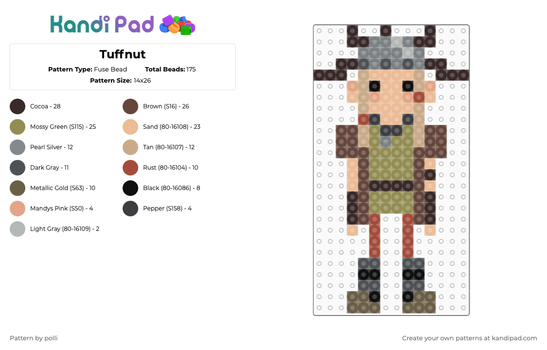 Tuffnut - Fuse Bead Pattern by polli on Kandi Pad - beige,brown,gold,httyd,how to train your dragon,tuffnut