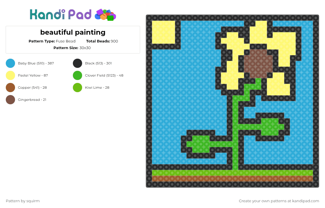 beautiful painting - Fuse Bead Pattern by squirm on Kandi Pad - light blue