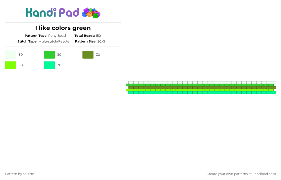 I like colors green - Pony Bead Pattern by squirm on Kandi Pad - green