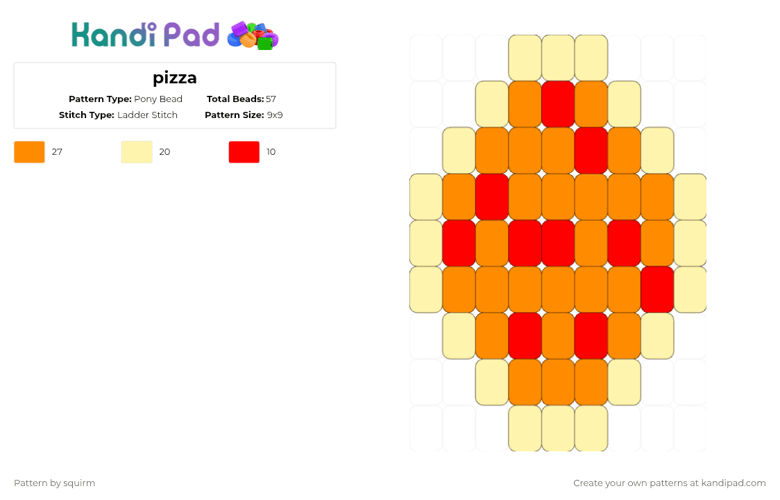 Pizza Pony Bead Pattern - Kandi Pad | Kandi Patterns, Fuse Bead ...