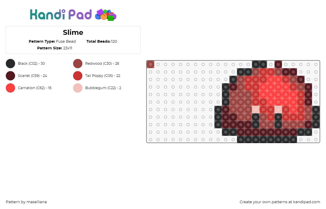 Slime - Fuse Bead Pattern by maselliana on Kandi Pad - slime,slime rancher,video game,character,red