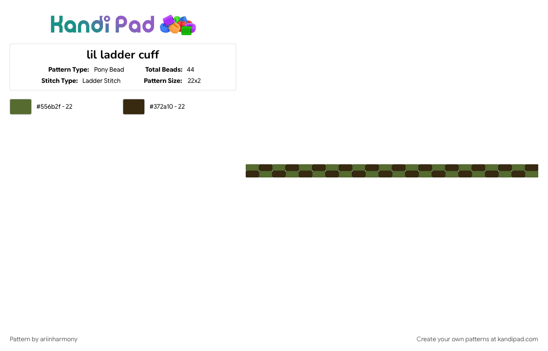 lil ladder cuff - Pony Bead Pattern by ariinharmony on Kandi Pad - brown, gold, grunge, nature, therian