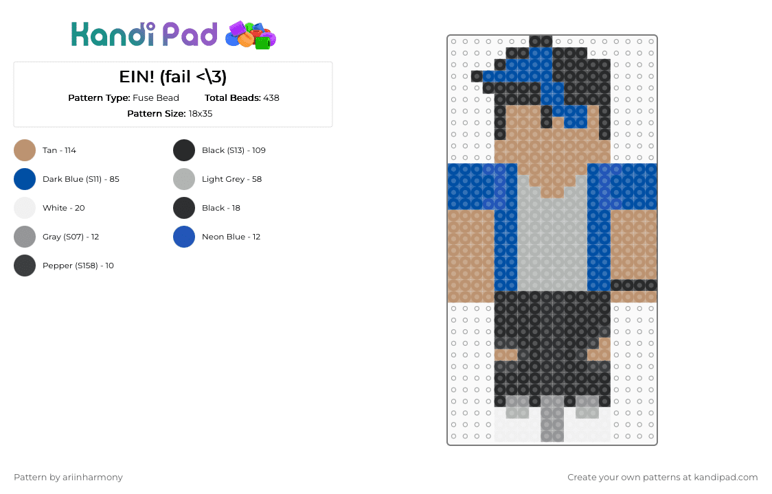 EIN! (fail - Fuse Bead Pattern by ariinharmony on Kandi Pad - aphmau, beige, blue, minecraft
