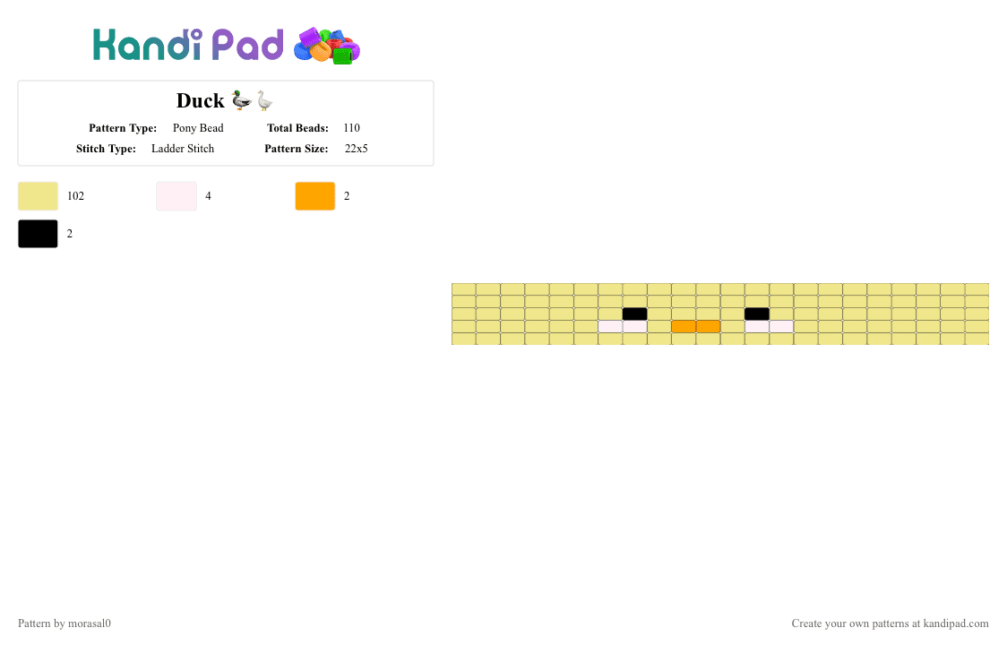 Duck 🦆🪿 - Pony Bead Pattern by morasal0 on Kandi Pad - yellow