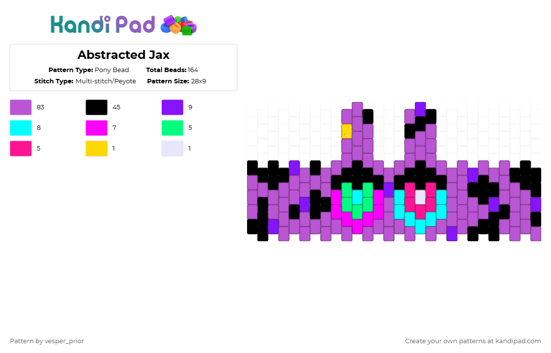 Abstracted Jax - Pony Bead Pattern by vesper_prior on Kandi Pad - pink