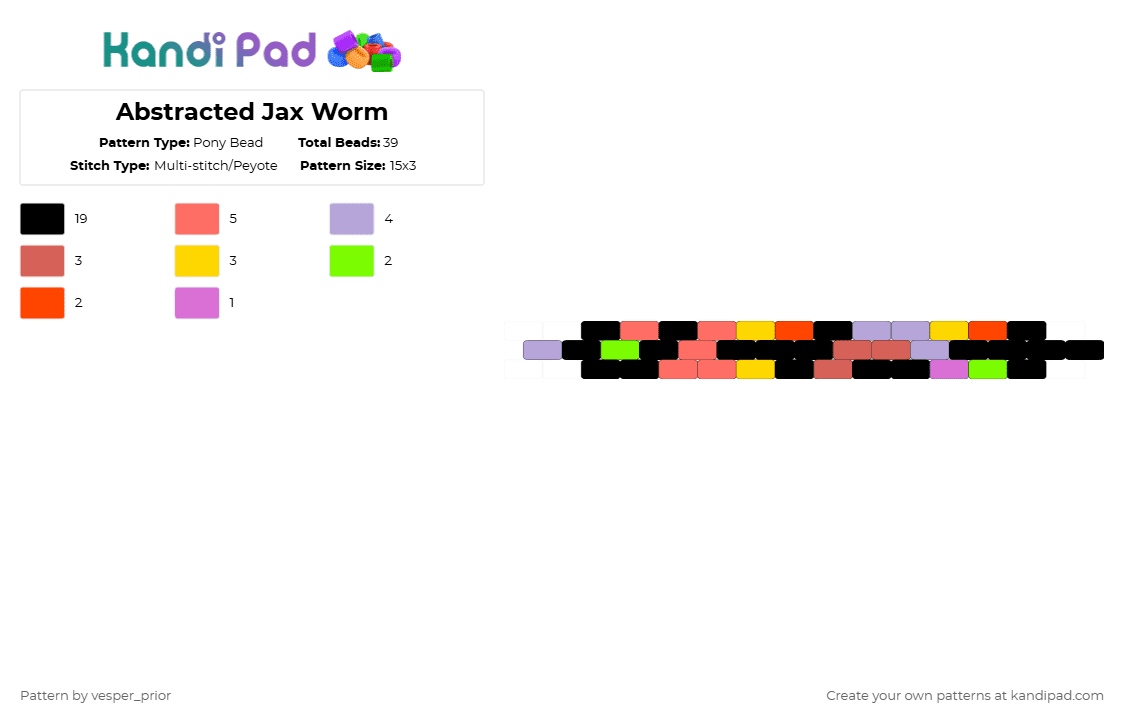 Abstracted Jax Worm - Pony Bead Pattern by vesper_prior on Kandi Pad - pink,red