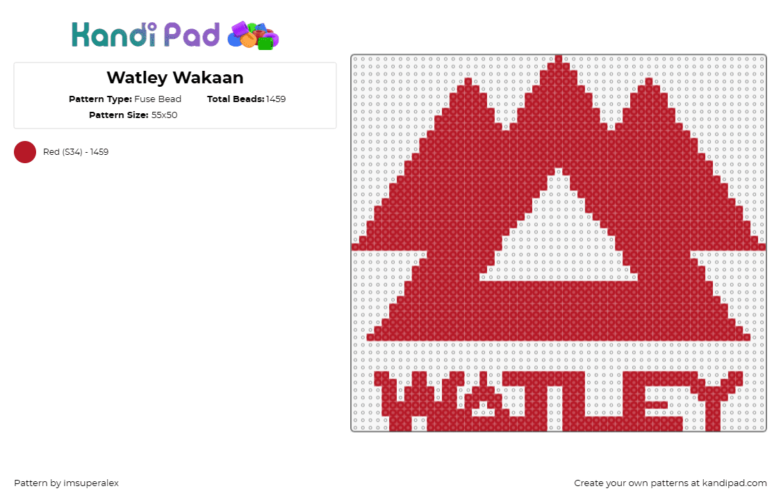 Watley Wakaan - Fuse Bead Pattern by imsuperalex on Kandi Pad - wakaan,edm,music,logo,tents,mountains,geometric,red,festival