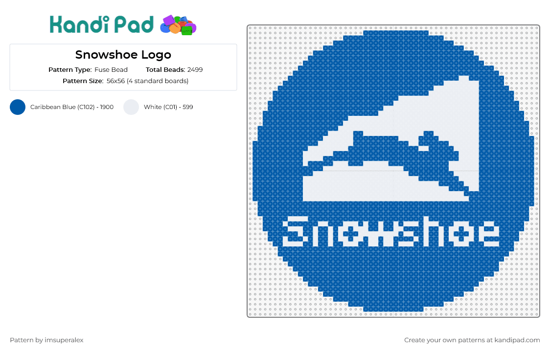 Snowshoe Logo - Fuse Bead Pattern by imsuperalex on Kandi Pad - snowshoe,resort,skiing,logo,mountain,alpine,adventure,winter,thrill,blue,white