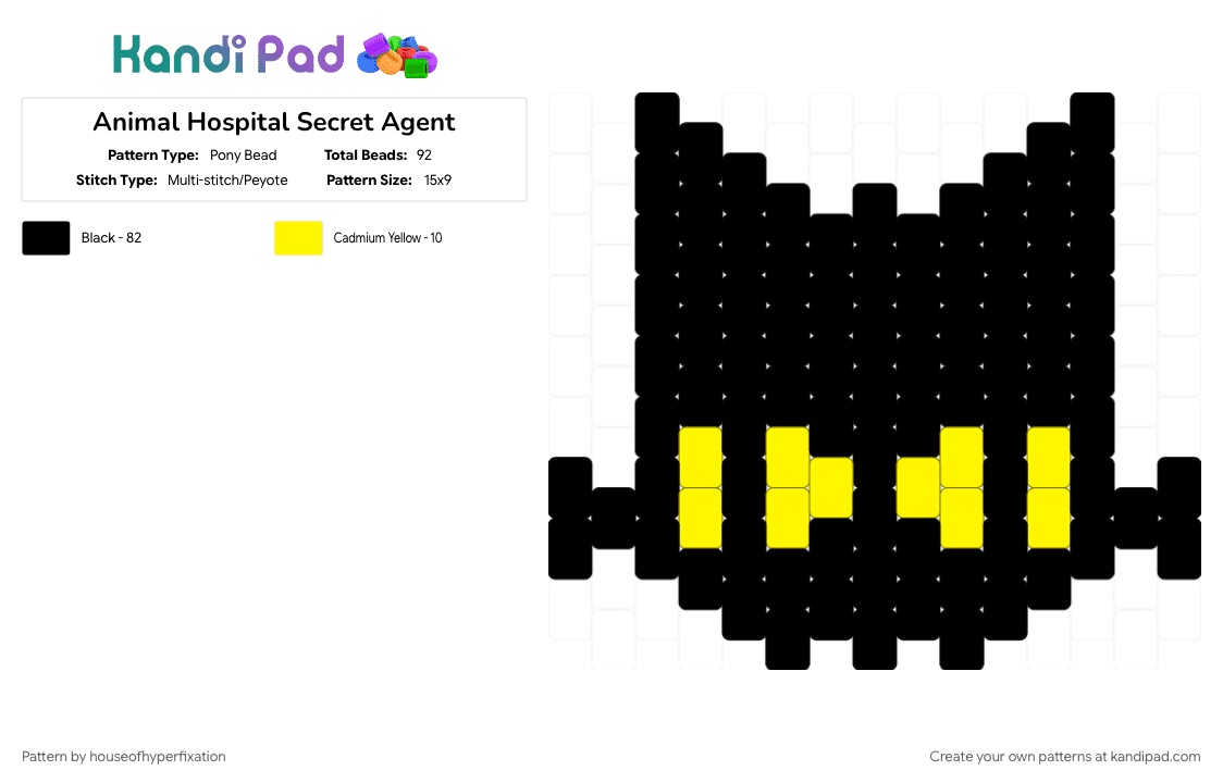 Animal Hospital Secret Agent - Pony Bead Pattern by houseofhyperfixation on Kandi Pad - animal hospital, black, keychain, roblox