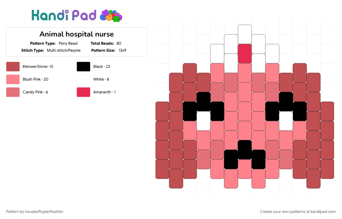 Animal hospital nurse - Pony Bead Pattern by houseofhyperfixation on Kandi Pad - animal hospital, animal hospital anomaly, nurse, red, roblox