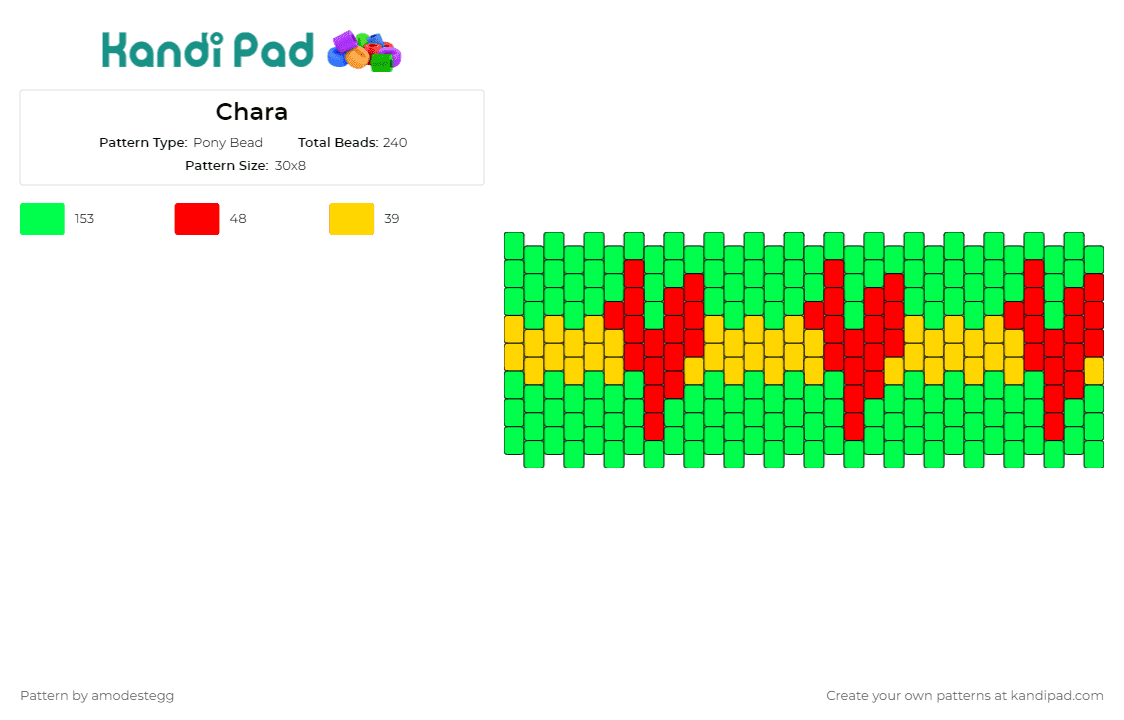 Chara - Pony Bead Pattern by amodestegg on Kandi Pad - hearts,cuff