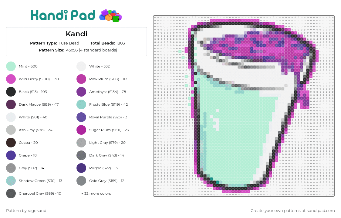 Kandi - Fuse Bead Pattern by ragekandii on Kandi Pad - slushy,drink,cup,food,refreshment,beverage,frosty,chill,summer,purple