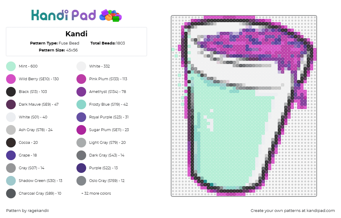 Kandi - Fuse Bead Pattern by ragekandii on Kandi Pad - slushy,drink,cup,food,refreshment,beverage,frosty,chill,summer,purple