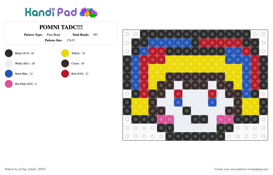 POMNI TADC!!! - Fuse Bead Pattern by m33ps_k4nd1_20822 on Kandi Pad - blue,yellow,brown,red