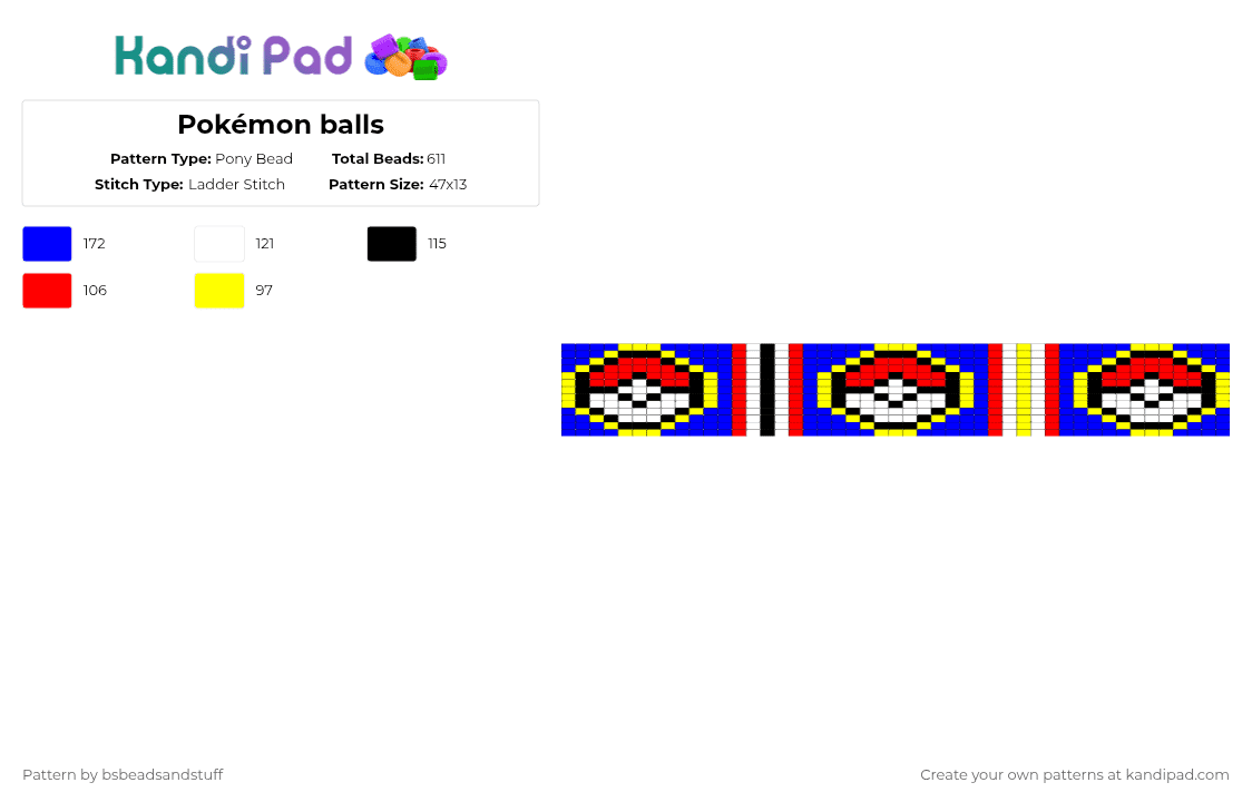 Pokémon balls - Pony Bead Pattern by bsbeadsandstuff on Kandi Pad - purple