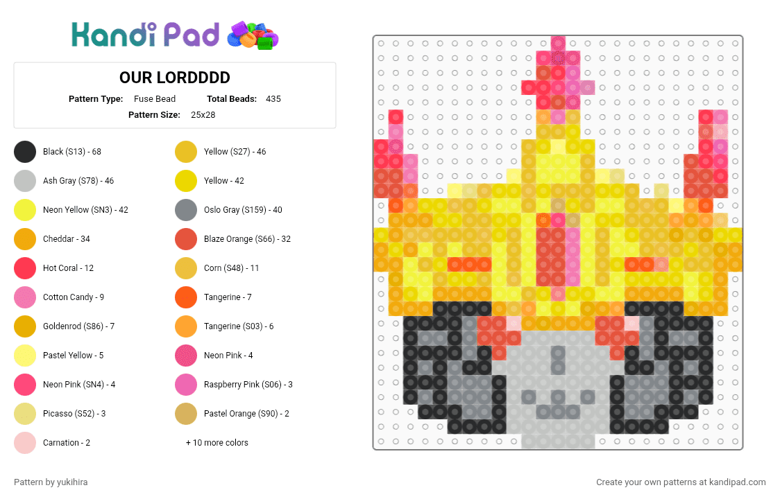 OUR LORDDDD - Fuse Bead Pattern by yukihira on Kandi Pad - orange, yellow