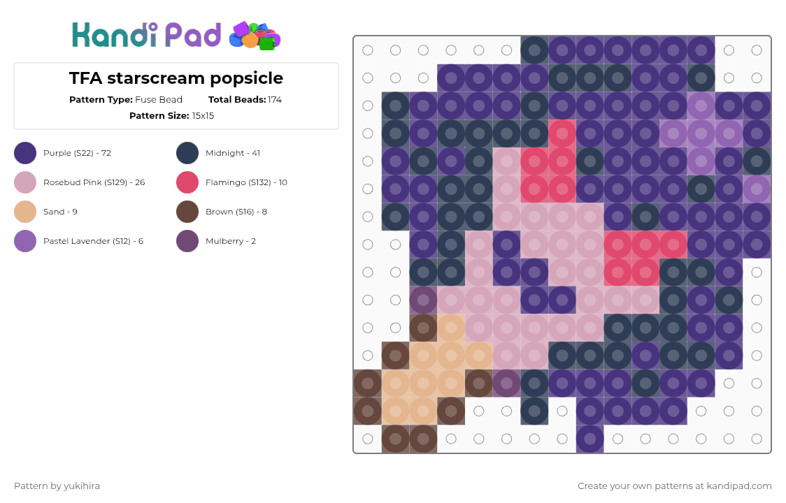 TFA starscream popsicle - Fuse Bead Pattern by yukihira on Kandi Pad - purple,pink