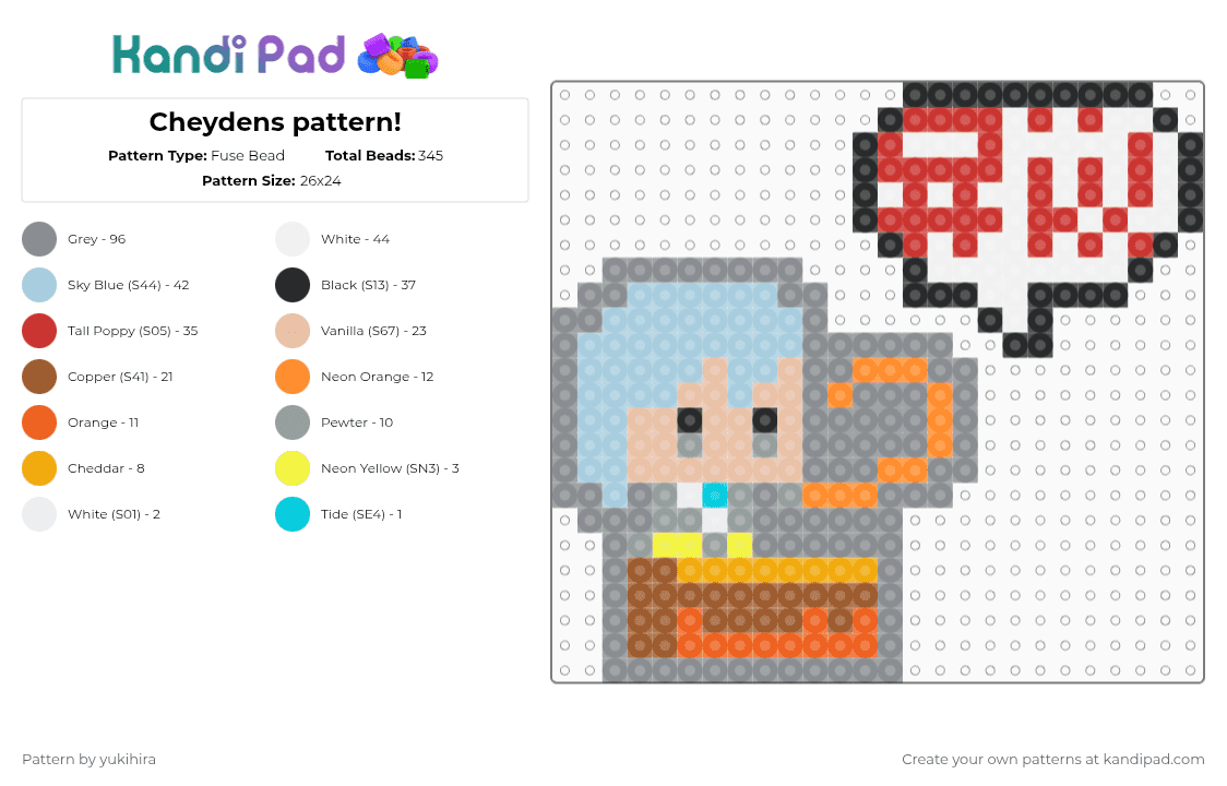Cheydens pattern! - Fuse Bead Pattern by yukihira on Kandi Pad - light blue,gray,red