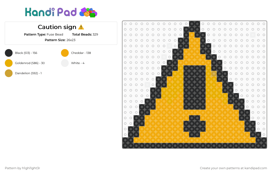 Caution sign ⚠️ - Fuse Bead Pattern by h1ghl1ght3r on Kandi Pad - orange