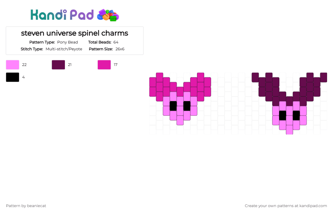 steven universe spinel charms - Pony Bead Pattern by beaniecat on Kandi Pad - pink