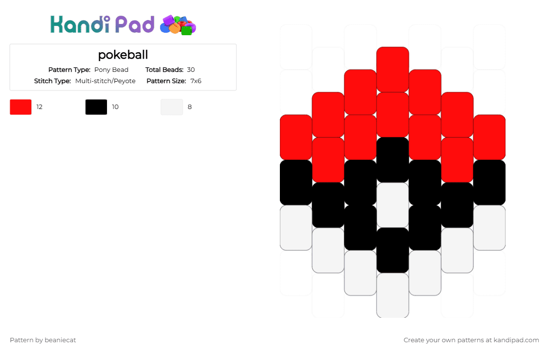 pokeball - Pony Bead Pattern by beaniecat on Kandi Pad - red,white