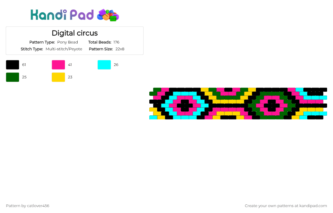 Digital circus - Pony Bead Pattern by catlover456 on Kandi Pad - pink