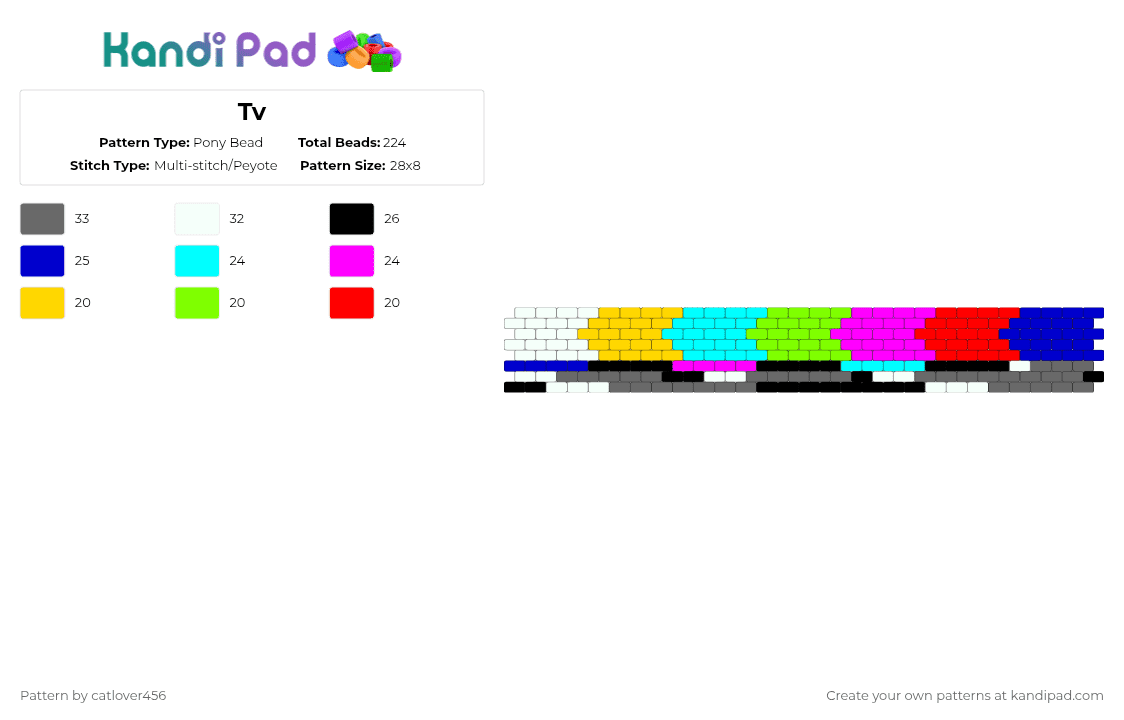 Tv - Pony Bead Pattern by catlover456 on Kandi Pad - light blue,pink,purple,gray