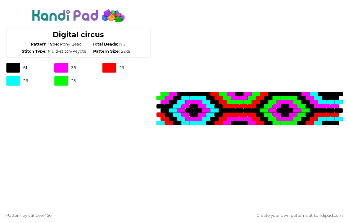 Digital circus - Pony Bead Pattern by catlover456 on Kandi Pad - pink