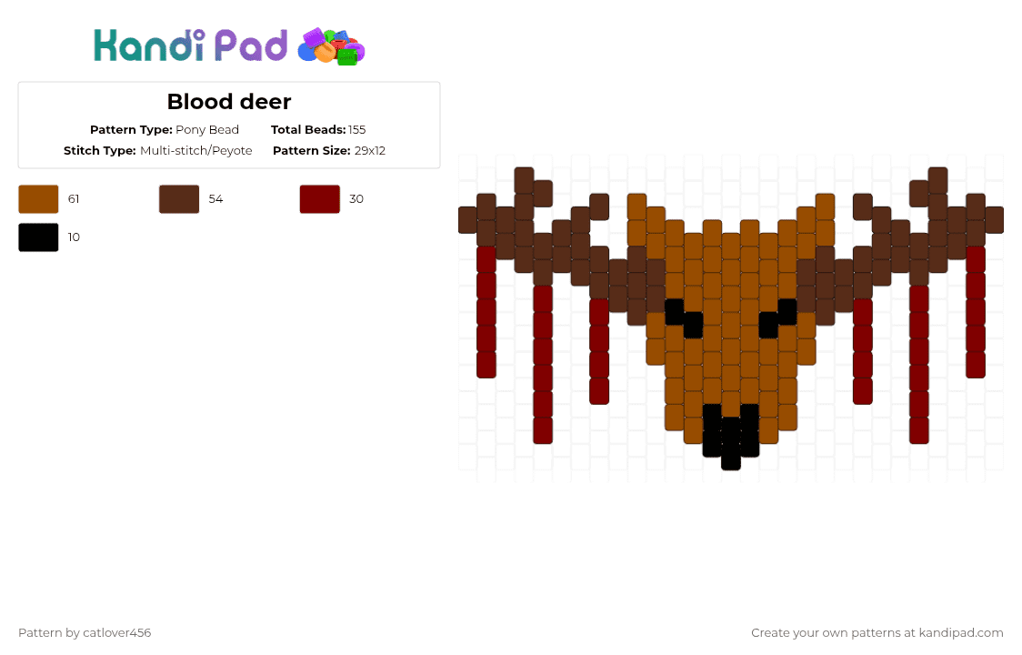 Blood deer - Pony Bead Pattern by catlover456 on Kandi Pad - red,brown