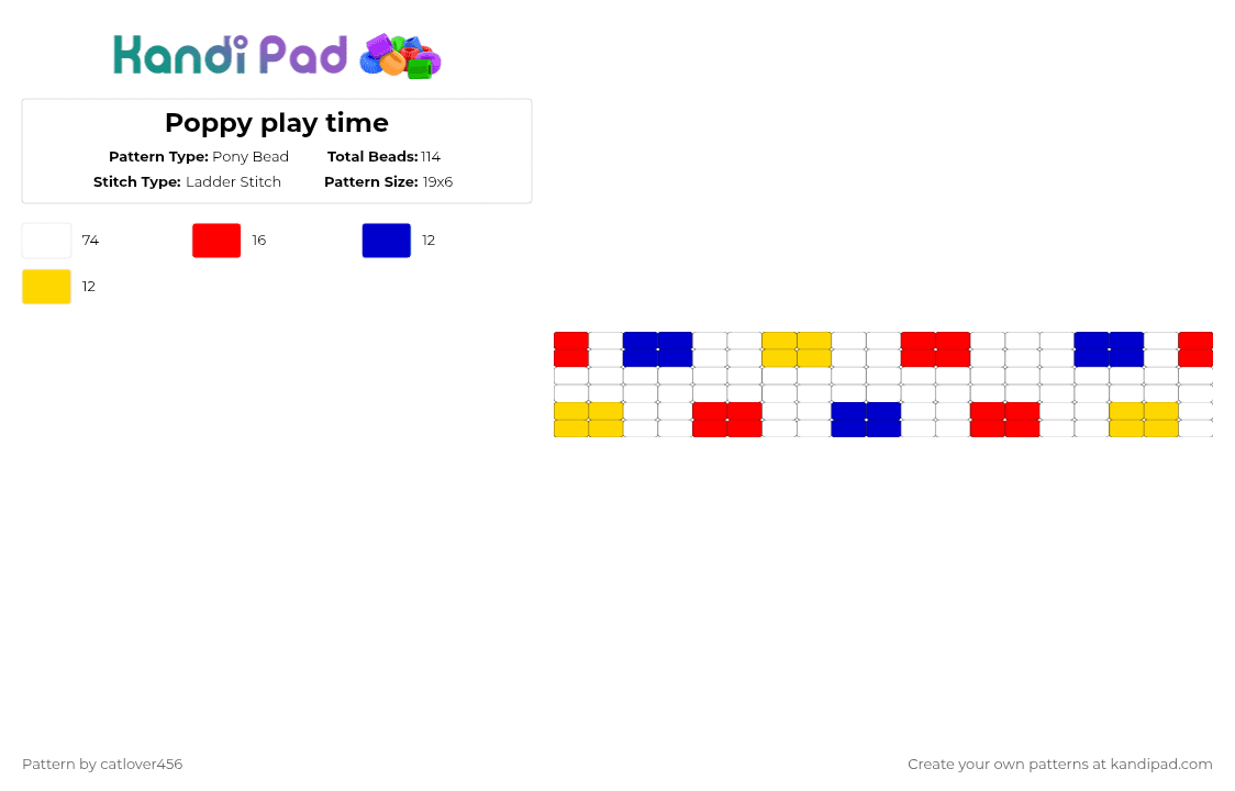 Poppy play time - Pony Bead Pattern by catlover456 on Kandi Pad - white,red