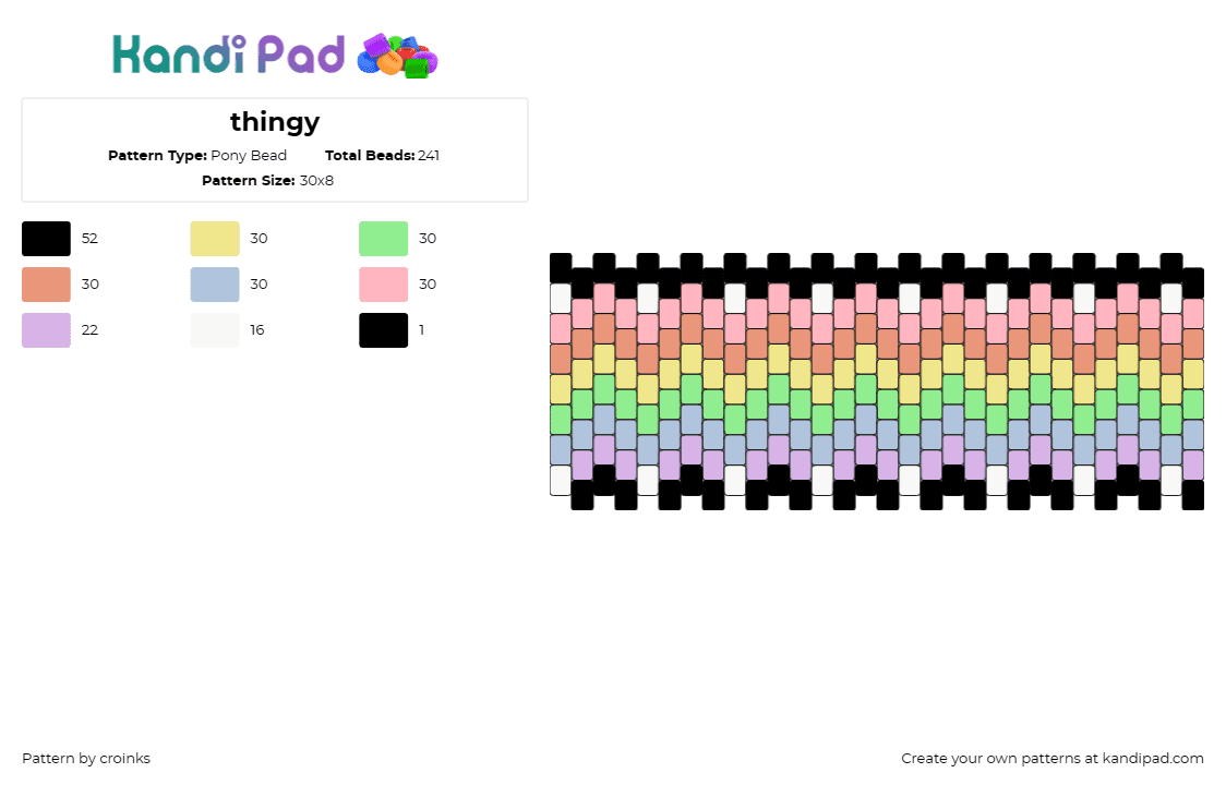 thingy - Pony Bead Pattern by croinks on Kandi Pad - pastel,rainbow,cuff,soft,joyful,pop,sweetness