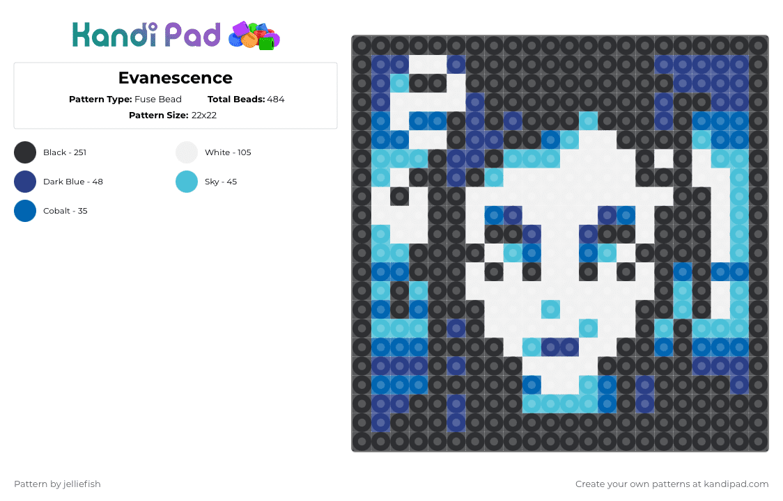 Evanescence - Fuse Bead Pattern by jelliefish on Kandi Pad - blue,light blue