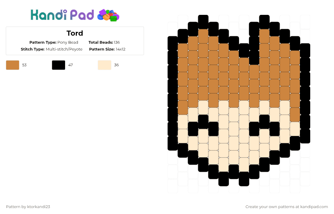 Tord - Pony Bead Pattern by ktorkandi23 on Kandi Pad - orange,beige