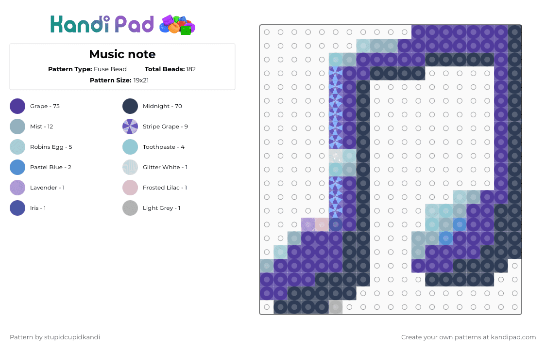 Bead Notes Music note Fuse Bead Pattern - Kandi Pad | Kandi Patterns, Fuse Bead ...