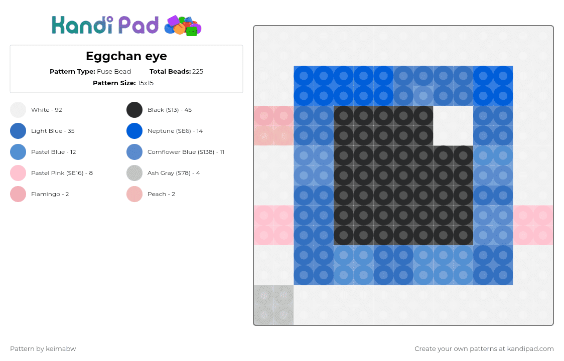 Eggchan eye - Fuse Bead Pattern by keimabw on Kandi Pad - blue, white
