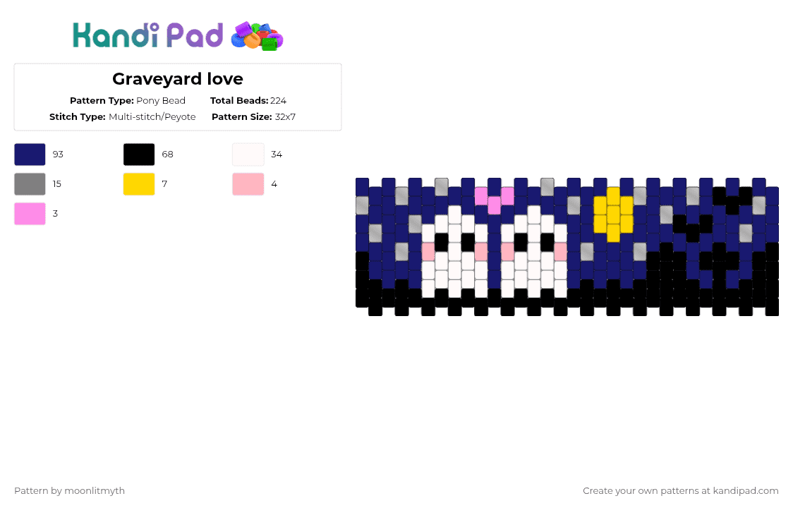 Graveyard love - Pony Bead Pattern by moonlitmyth on Kandi Pad - purple