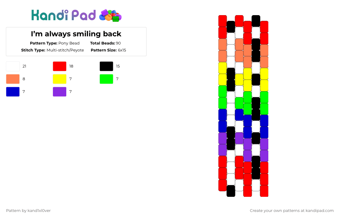 I’m always smiling back Pony Bead Pattern - Kandi Pad | Kandi Patterns ...