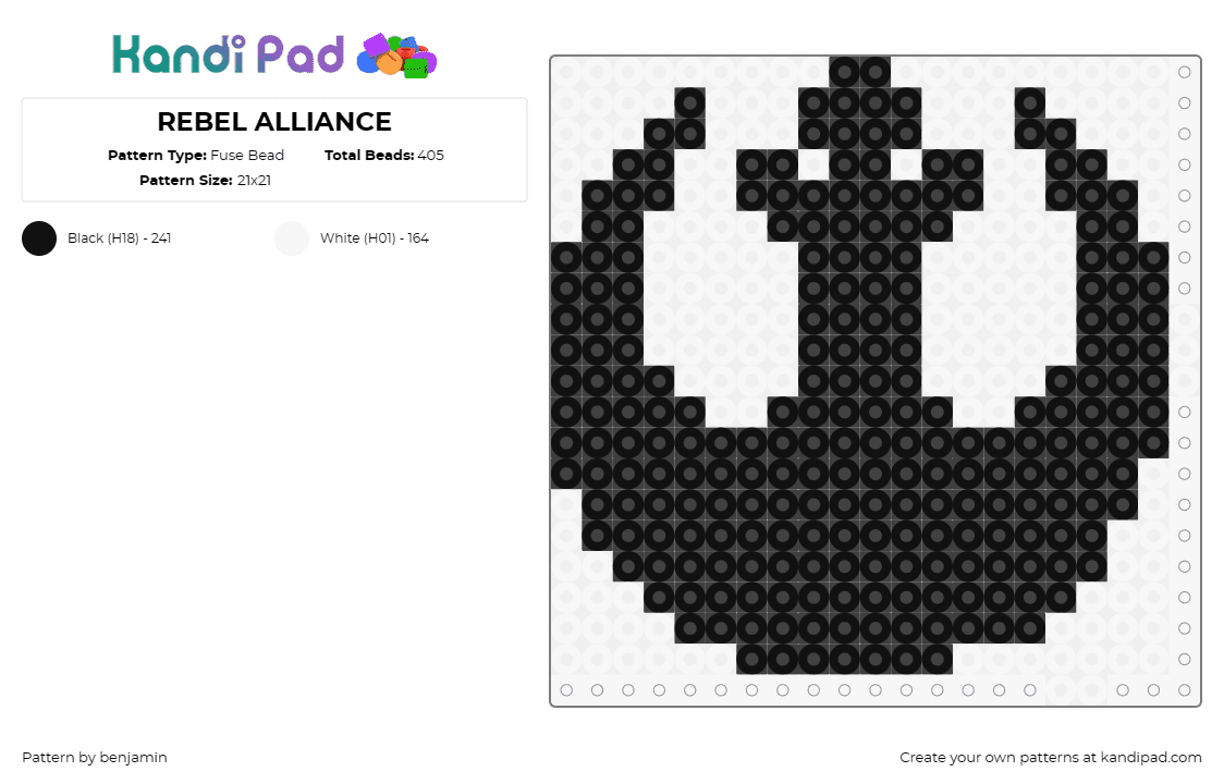 REBEL ALLIANCE - Fuse Bead Pattern by benjamin on Kandi Pad - rebel alliance,star wars,crest,symbol,scifi,movie,emblem,allegiance