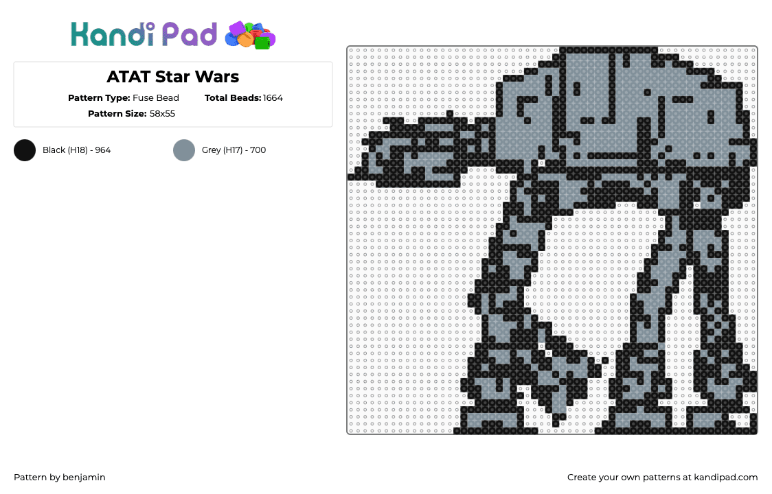 ATAT Star Wars - Fuse Bead Pattern by benjamin on Kandi Pad - 