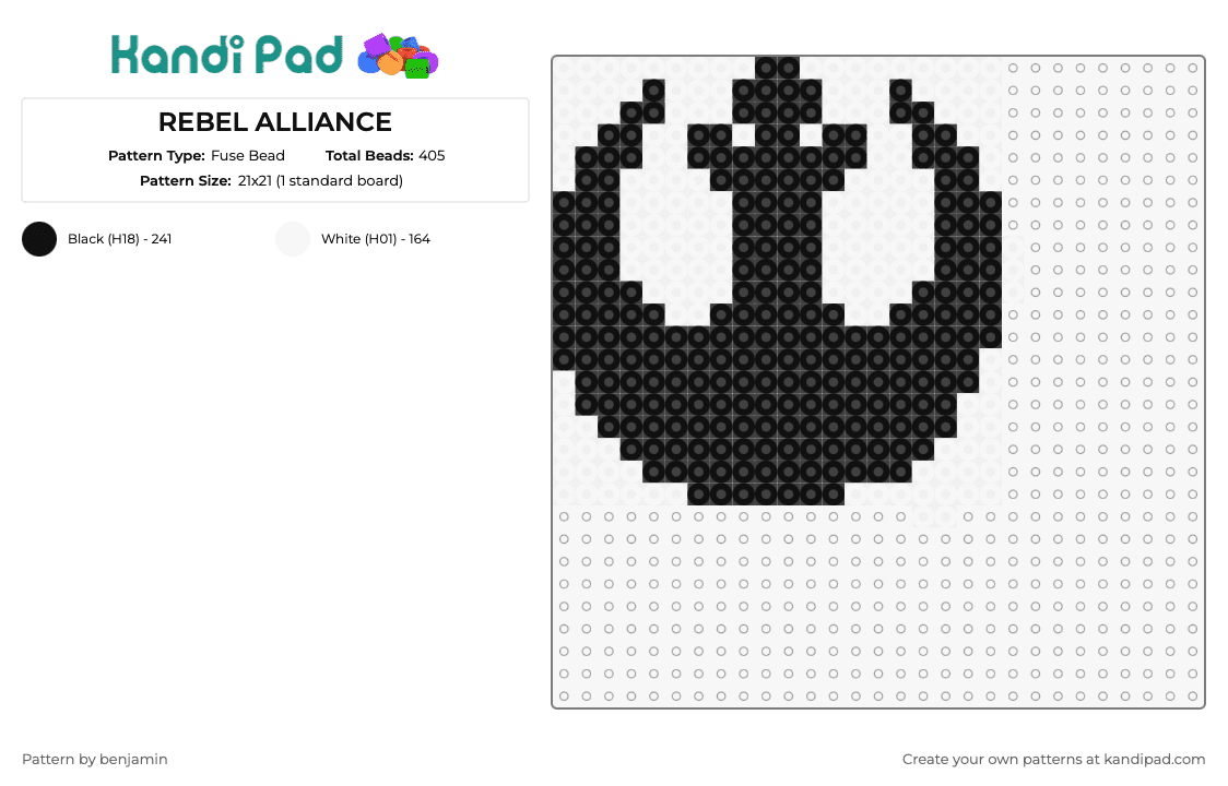 REBEL ALLIANCE - Fuse Bead Pattern by benjamin on Kandi Pad - rebel alliance,star wars,crest,symbol,scifi,movie,emblem,allegiance