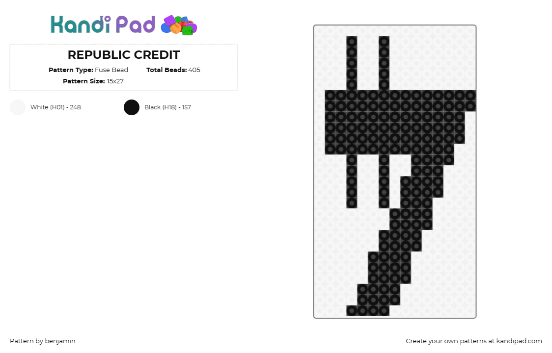 REPUBLIC CREDIT - Fuse Bead Pattern by benjamin on Kandi Pad - star wars,credits,currency,money,scifi,movie,intergalactic,symbol,economy,saga,a