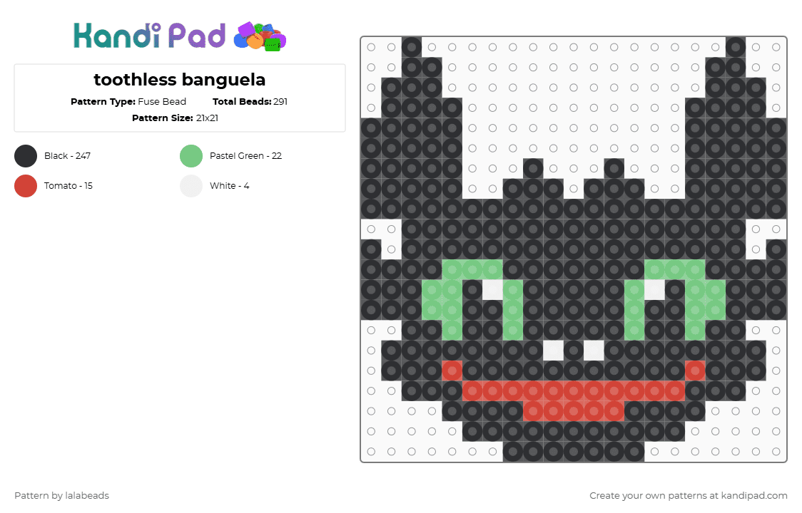 toothless banguela - Fuse Bead Pattern by lalabeads on Kandi Pad - black,red,teal