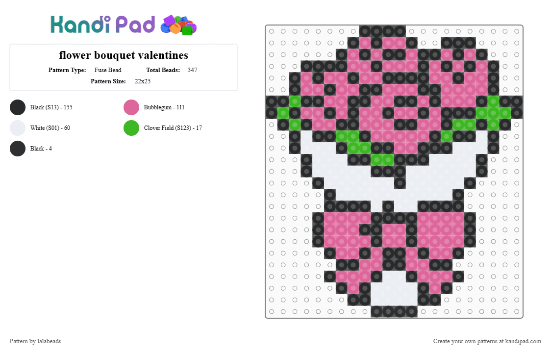 flower bouquet valentines - Fuse Bead Pattern by lalabeads on Kandi Pad - pink
