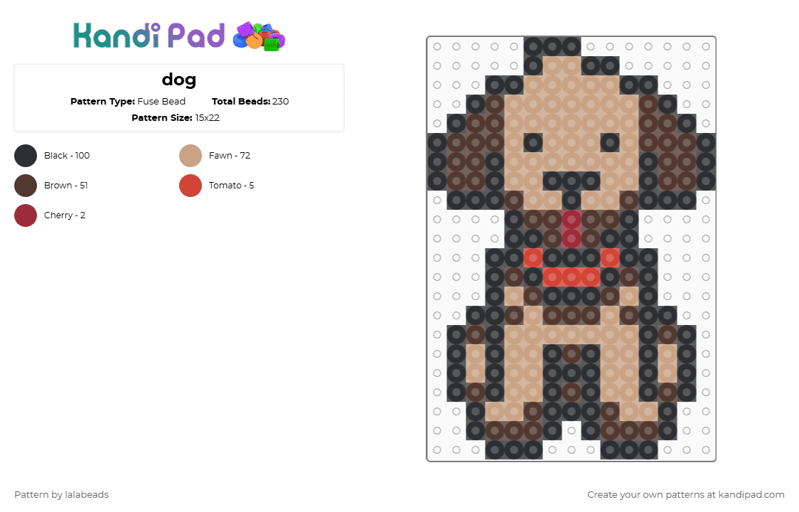 dog - Fuse Bead Pattern by lalabeads on Kandi Pad - beige, brown