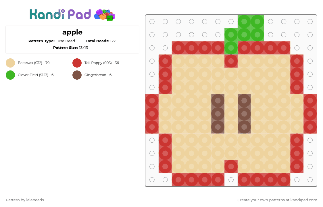 apple - Fuse Bead Pattern by lalabeads on Kandi Pad - red,beige