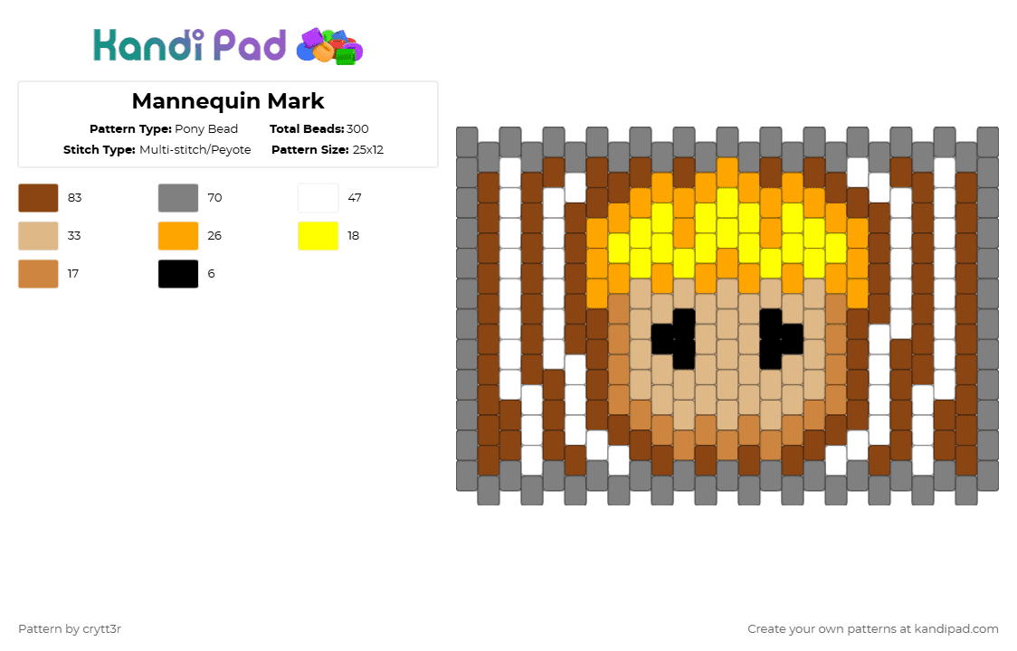 Mannequin Mark - Pony Bead Pattern by crytt3r on Kandi Pad - gray,red,regretavator