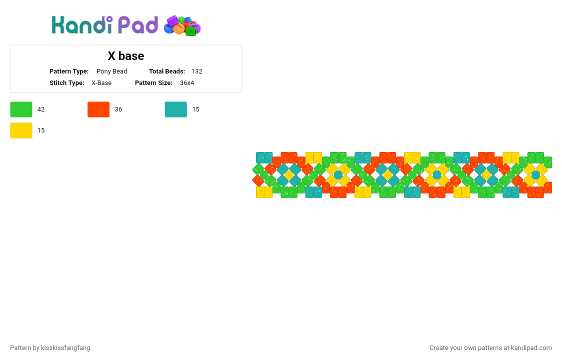 Dna x base - Pony Bead Pattern by kisskissfangfang on Kandi Pad - green,red