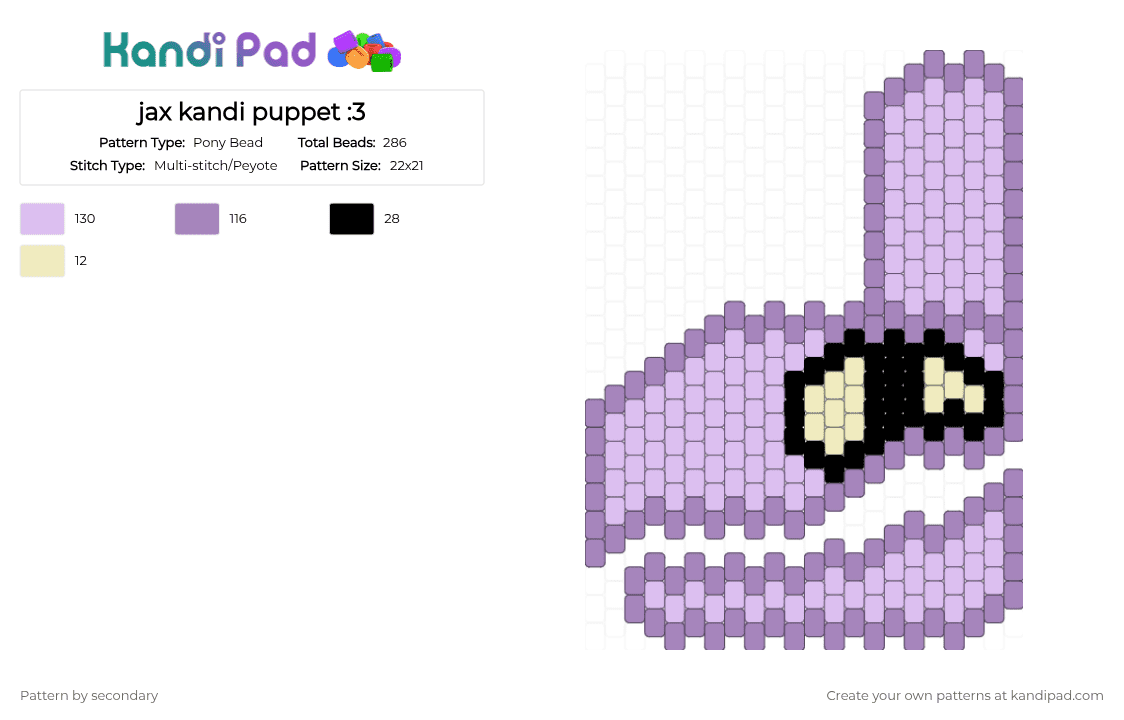 jax kandi puppet :3 - Pony Bead Pattern by secondary on Kandi Pad - pink